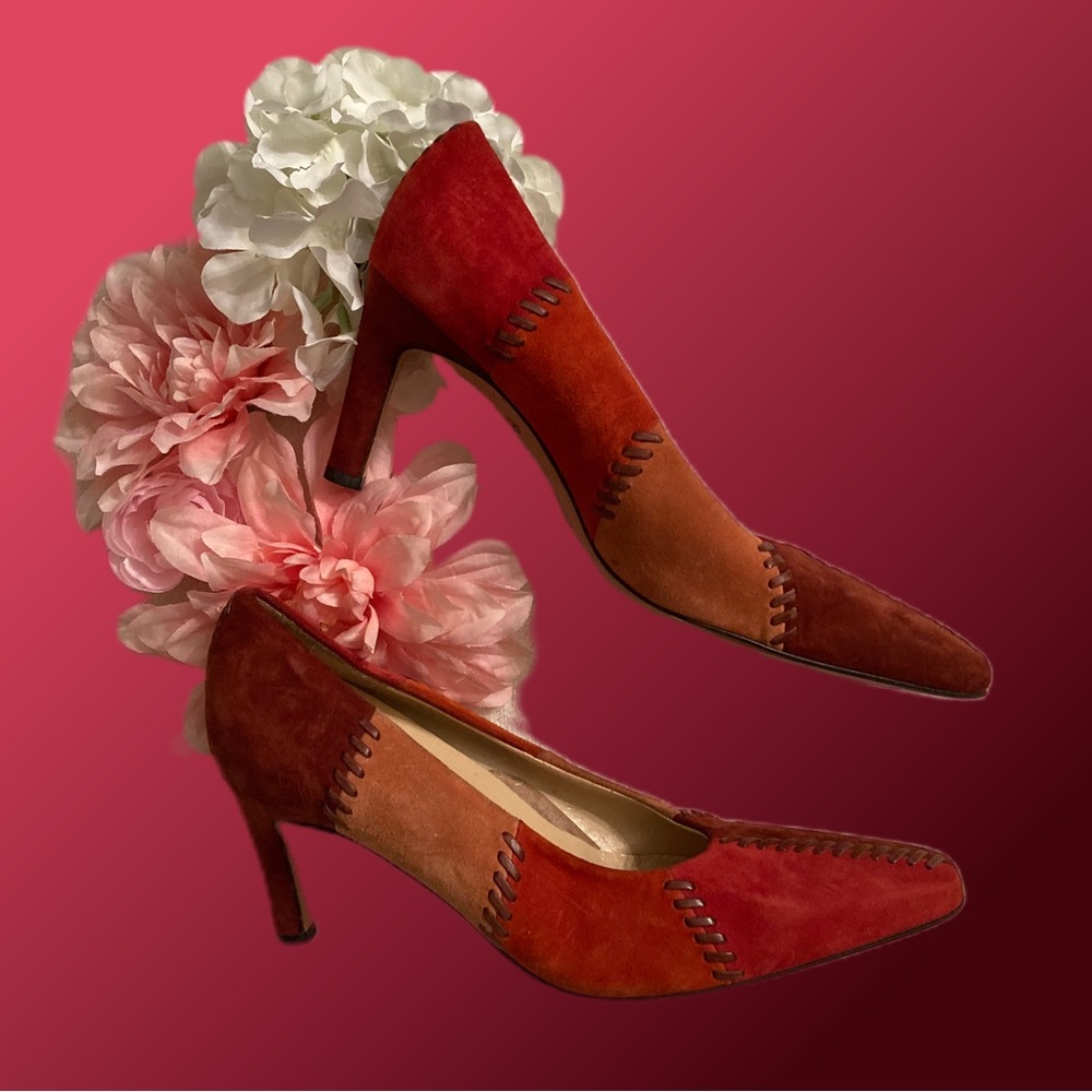 Vintage Ferragomo Red Hot Suede Heels